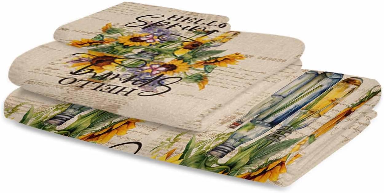 ZOE GARDEN Sunflower Lavender Bathroom Towel Set 3pc
