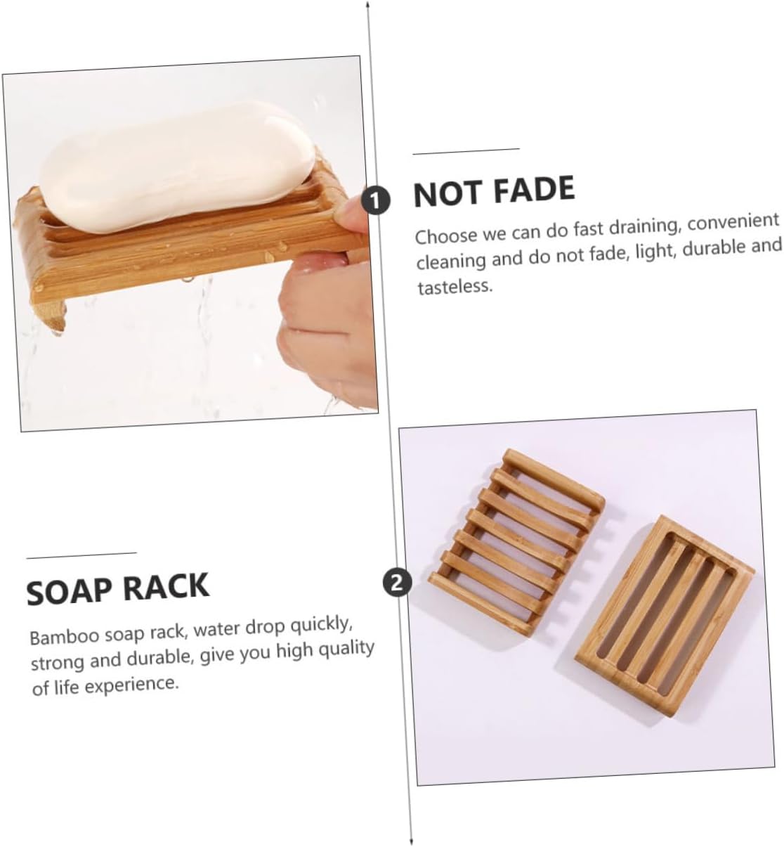 Bamboo Soap Holder Set of 2 for Bathroom Draining