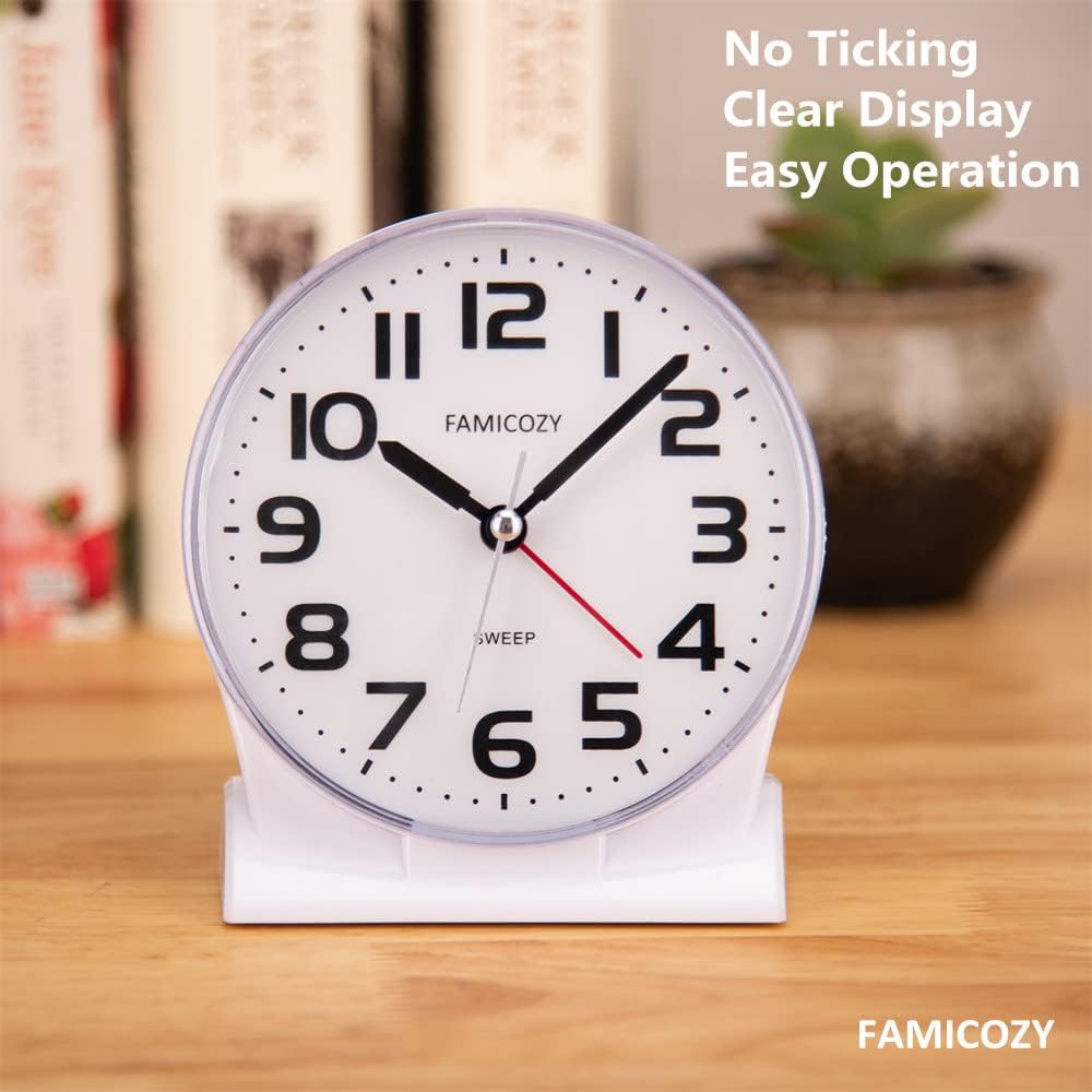 FAMICOZY 45 Silent Analog Alarm Clock with Big Numbers
