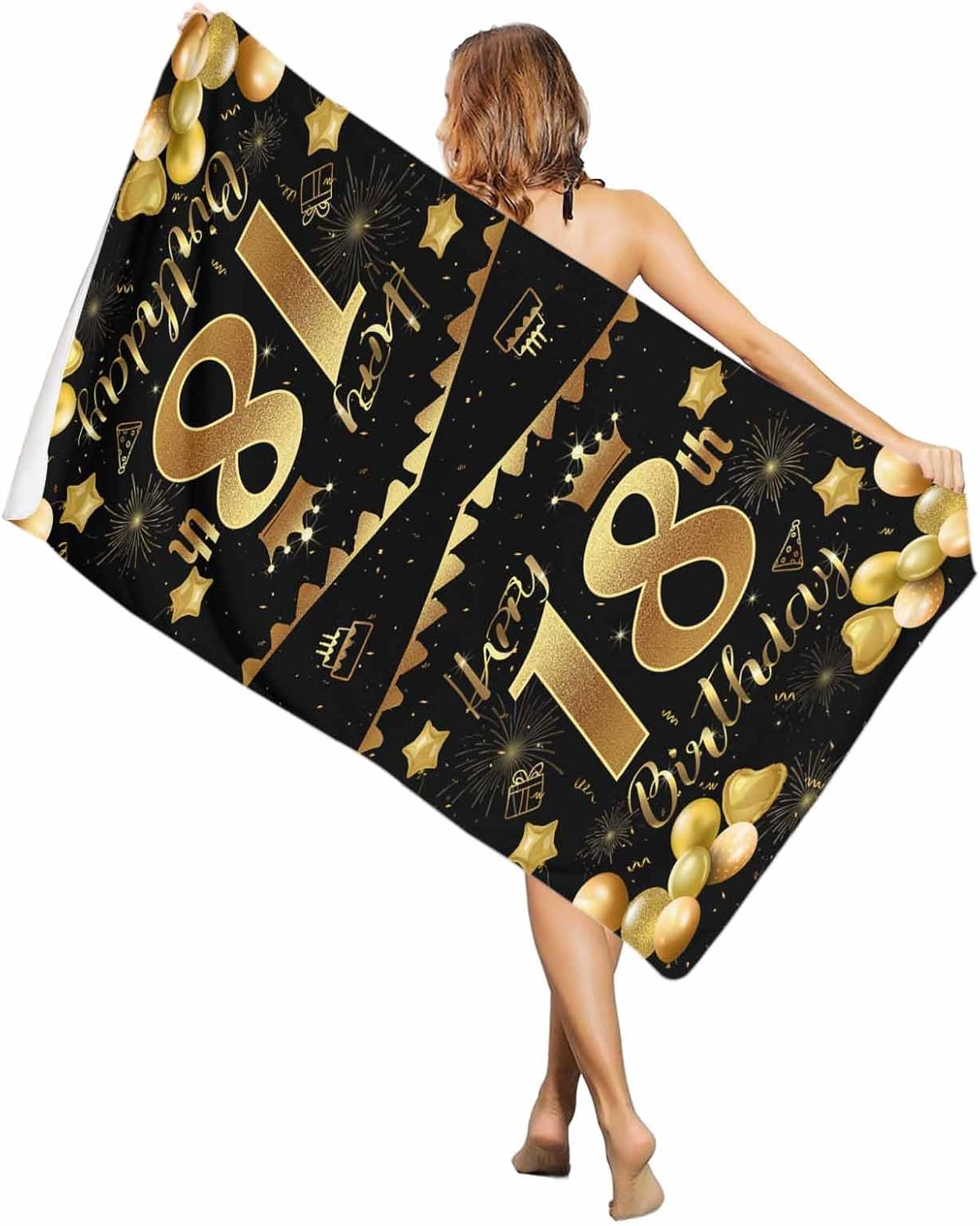 Happy 18th Birthday Beach Towel - 31x63 Inch Absorbent Sandproof Towel