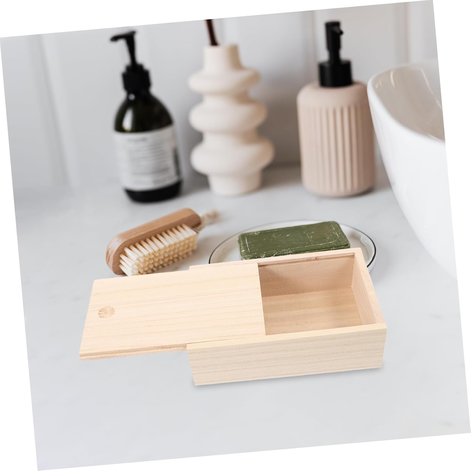 Fondotin Wooden Soap Dish with Lid Organizer