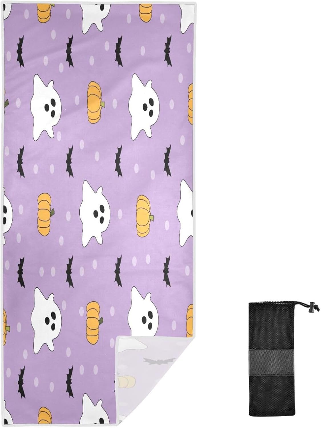 YETTASBIN Halloween Ghost Beach Towel with Travel Bag 1