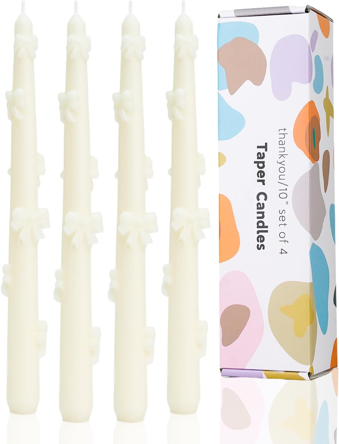 LPUSA Ivory Taper Candle Set of 4 10 inch Dripless