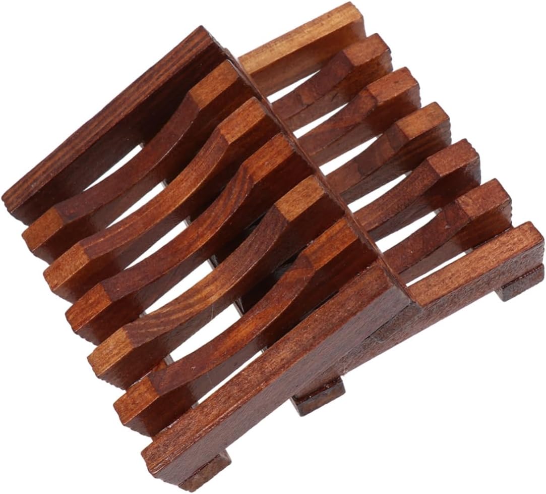 Set of 2 Handmade Wood Soap Dishes with Anti-Slip Design
