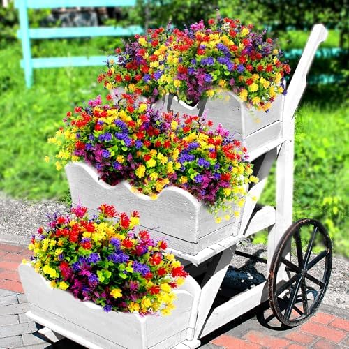 12 Bundles Artificial Flowers for Outdoor Decor
