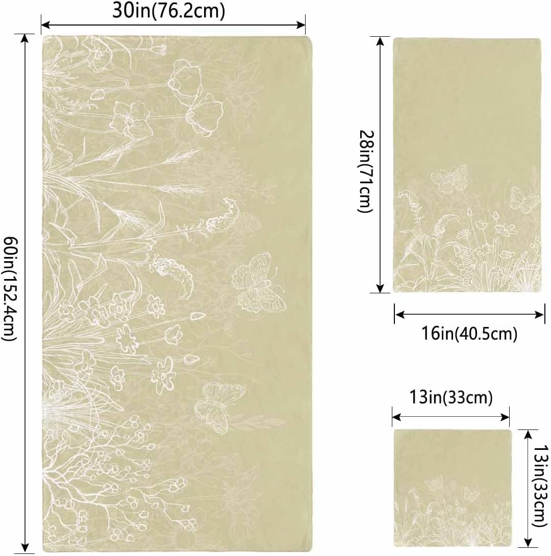ZOE GARDEN Ivory Yellow Floral Towel Set 3-PC