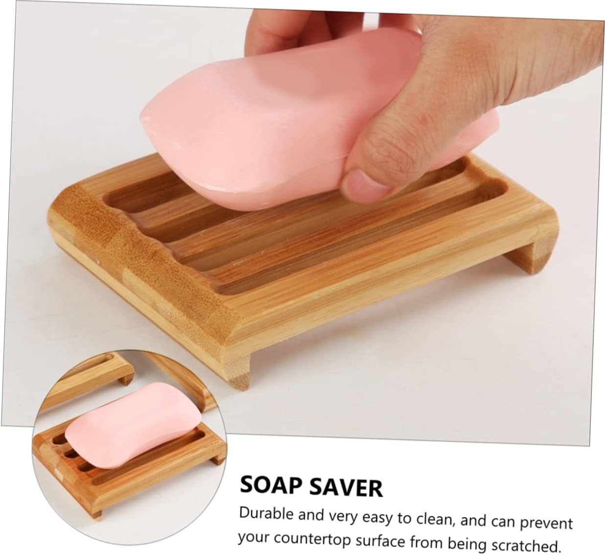 Cedar Soap Dishes Self-Draining Bamboo Holder for Kitchen Bathroom