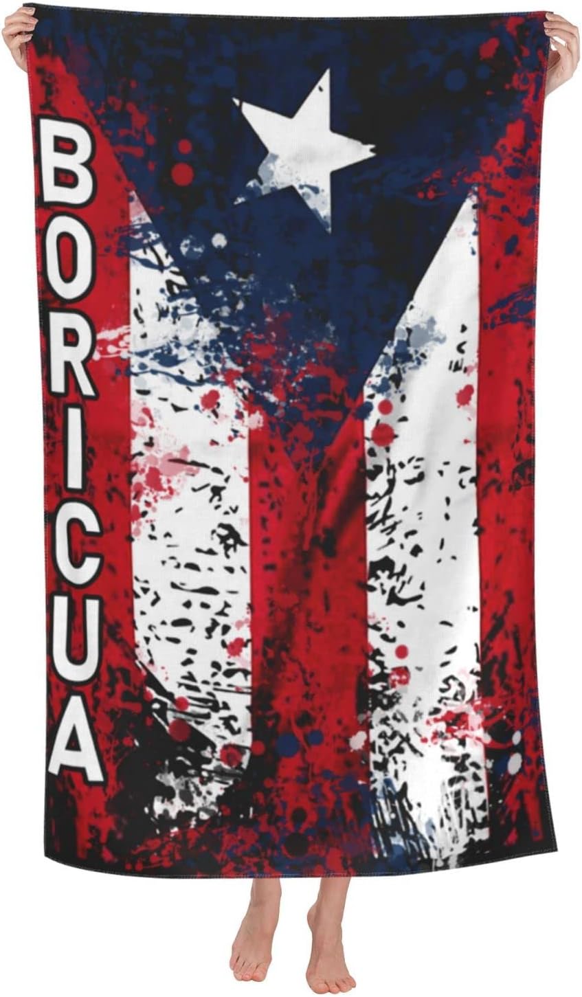 Puerto Rican Flag Microfiber Beach Towels for Kids Adults