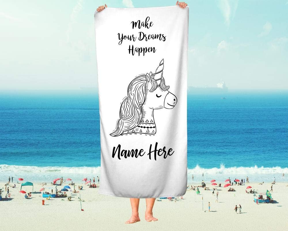 Personalized Unicorn Dreams Extra Large Towel for Kids