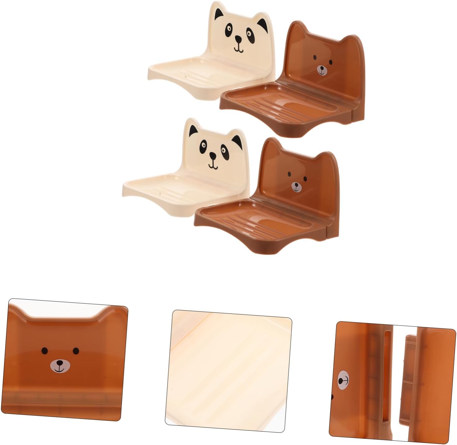 Ciieeo Cartoon Bear Soap Rack 4 Non-Slip Waterproof Holder