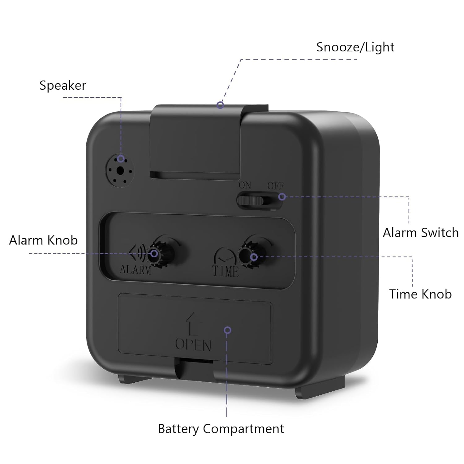 OQIMAX Quiet Alarm Clock with Night Light and Snooze Function