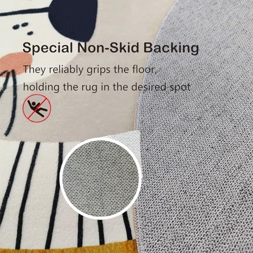 ABREEZE Lion Round Area Rug 6ft Kids Playroom Rug