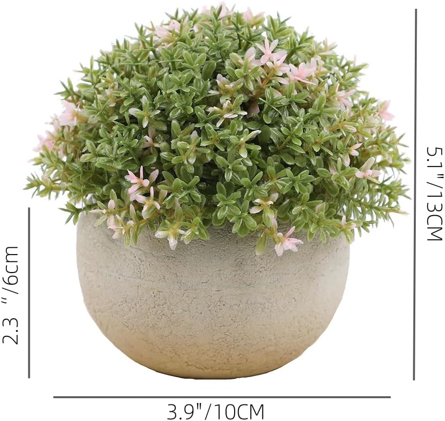 YYIDYLLIC Mini Artificial Potted Plants with Grey Pots