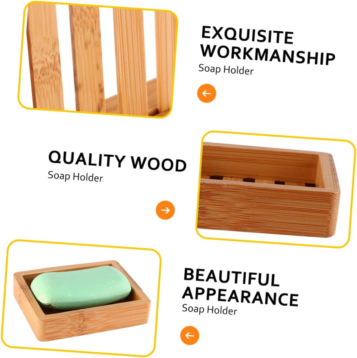 BRIGHTFUFU Bamboo Soap Holder with Self-Draining Design