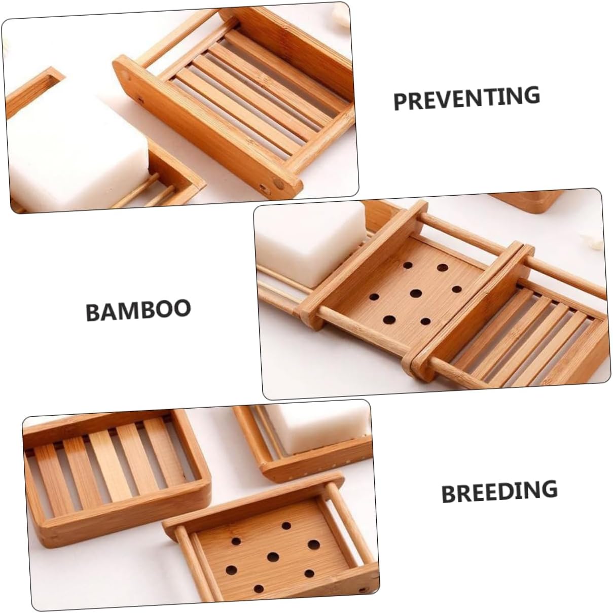 BRIGHTFUFU Bamboo Sink Soap Holder Draining Tray
