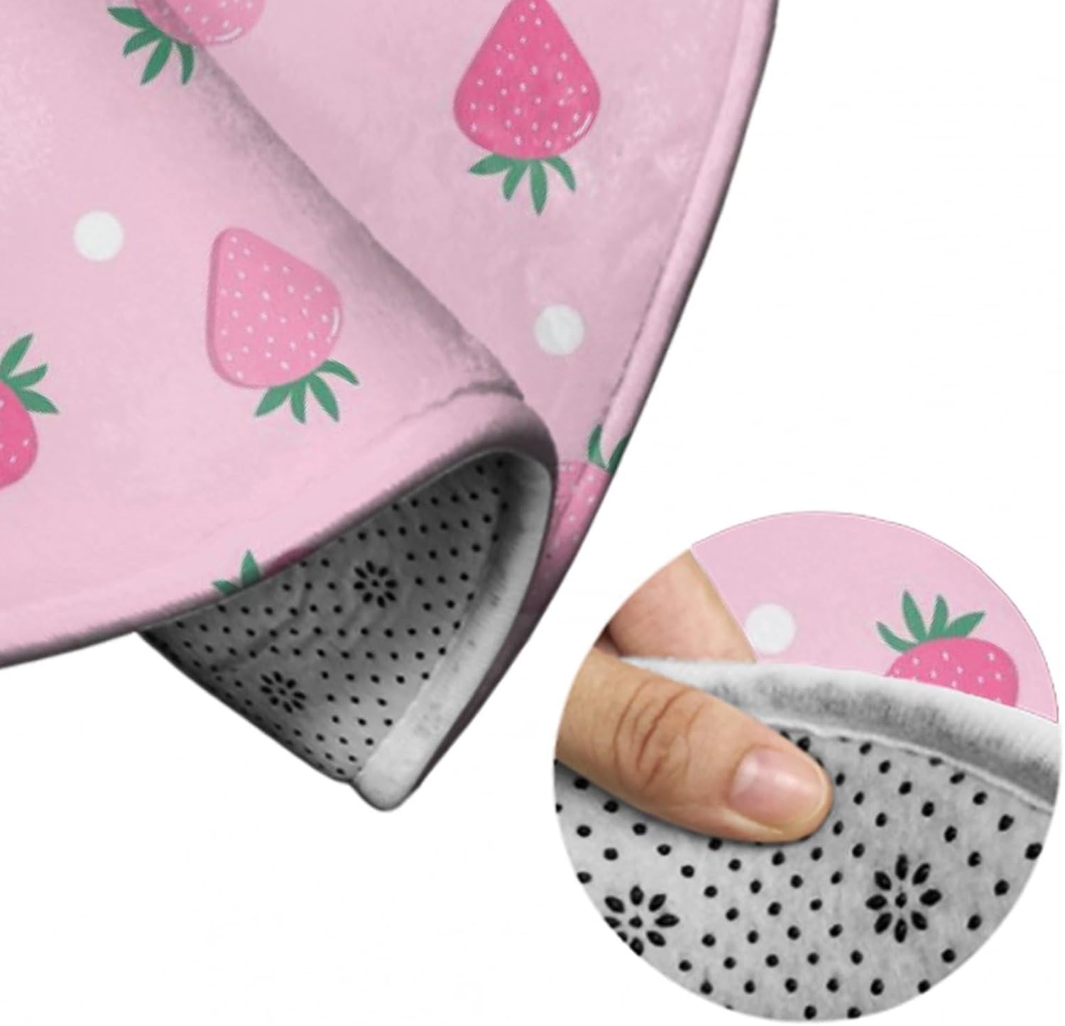Modern Pink Strawberry Polka Dot Rug 36inch