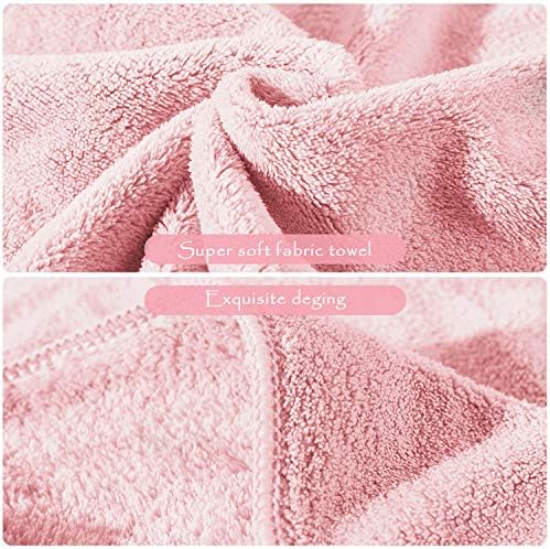 Xinrjojo 4-Piece Quick-Dry Absorbent Towels - Light Pink