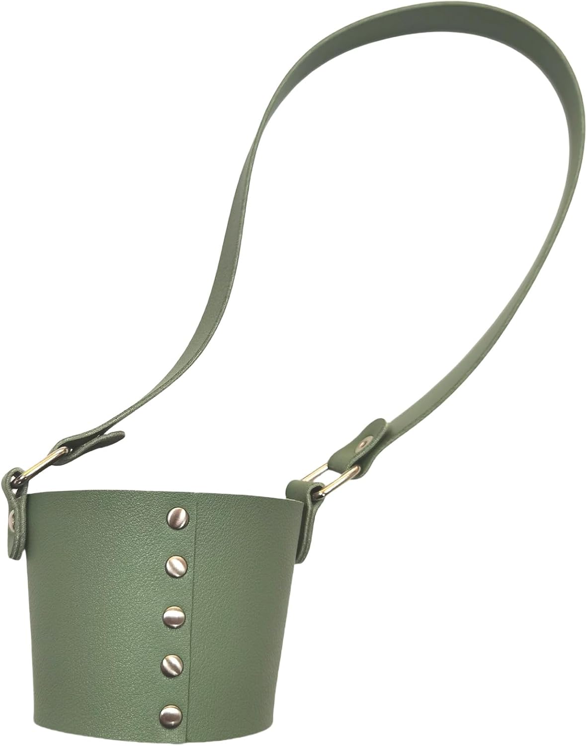 HYBEW Handheld Leather Cup Holder with Handle Green