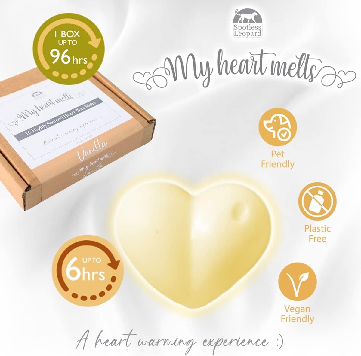 Vanilla Wax Melts in Gift Box Heart Shaped 16 x 5g