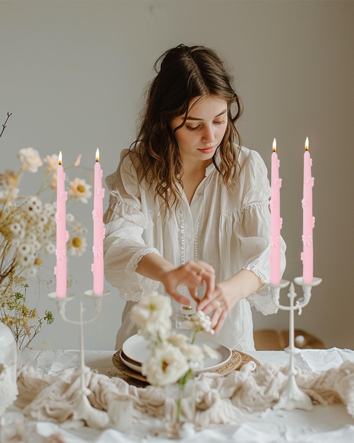 LPUSA Ivory Taper Candle Set of 4 10 inch Dripless