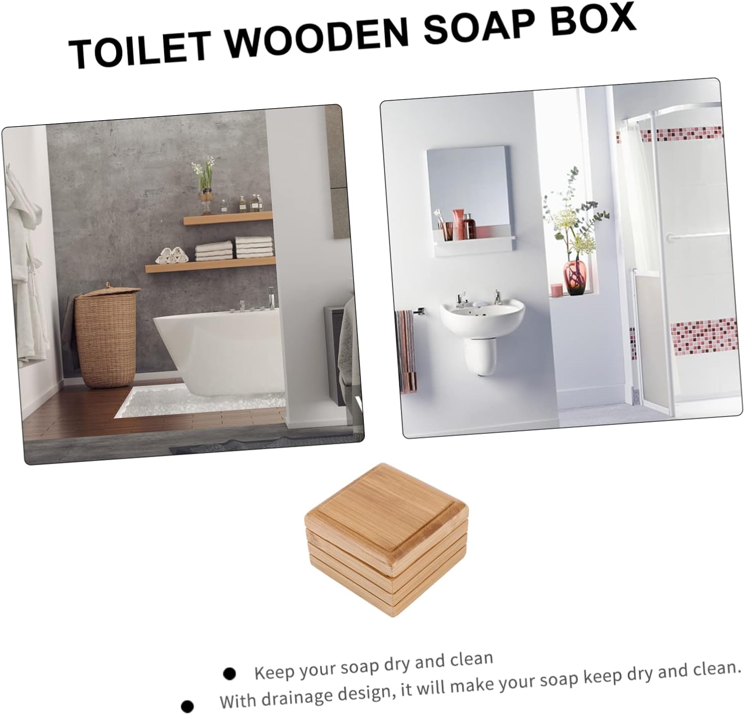 Cabilock Wood Soap Dish with Lid for Bathroom Sink