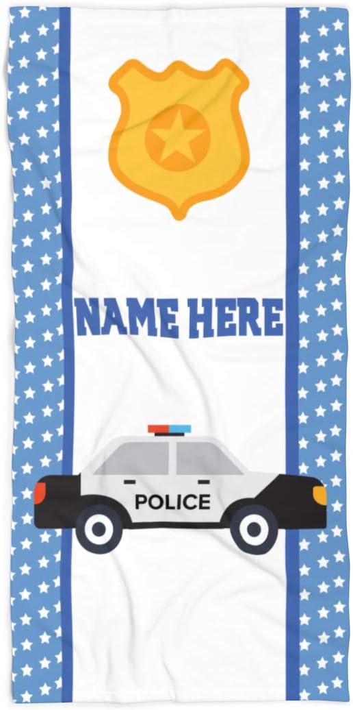 Personalized Police Car Polycotton Towel for Kids 1