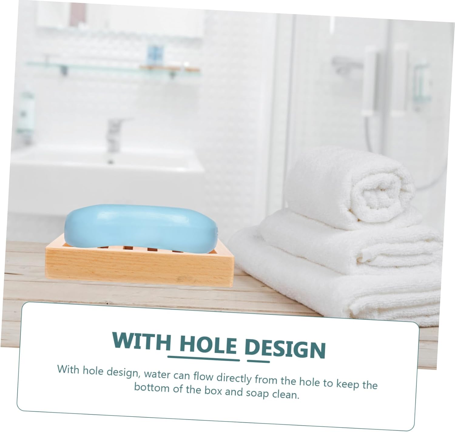 FONDOTIN Wooden Soap Dish Beech Holder Drainage