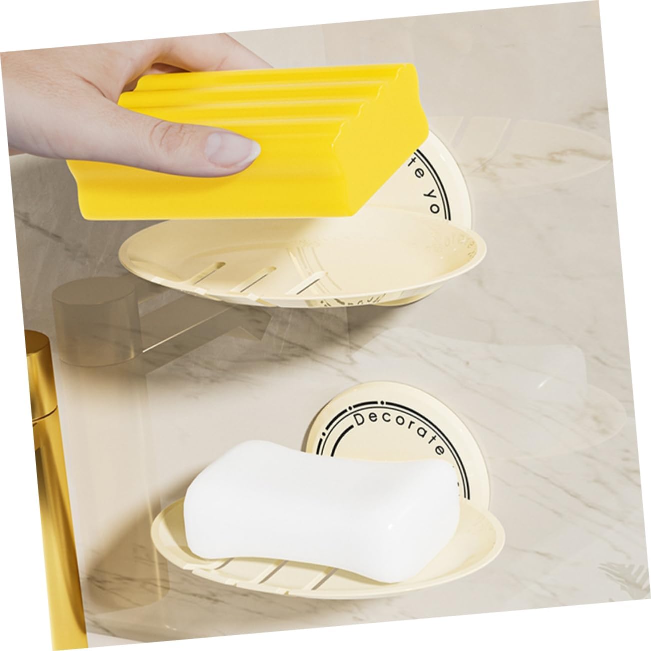 2Pcs Wall Mounted Self Adhesive Soap Dish for Shower and Kitchen