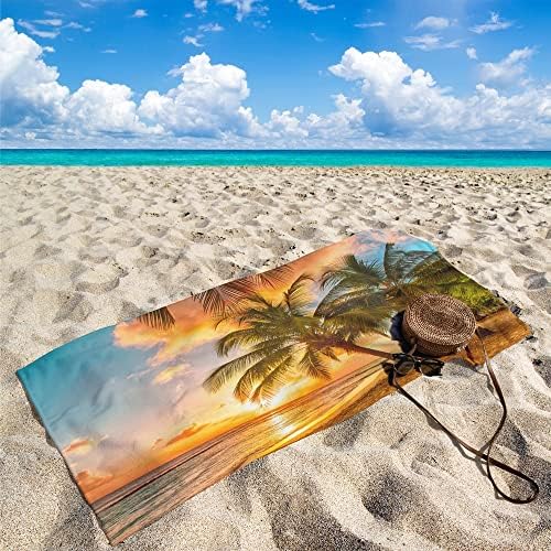 Ocean Beach Towels Large Plush Microfiber Pool Towel with Sunset Design