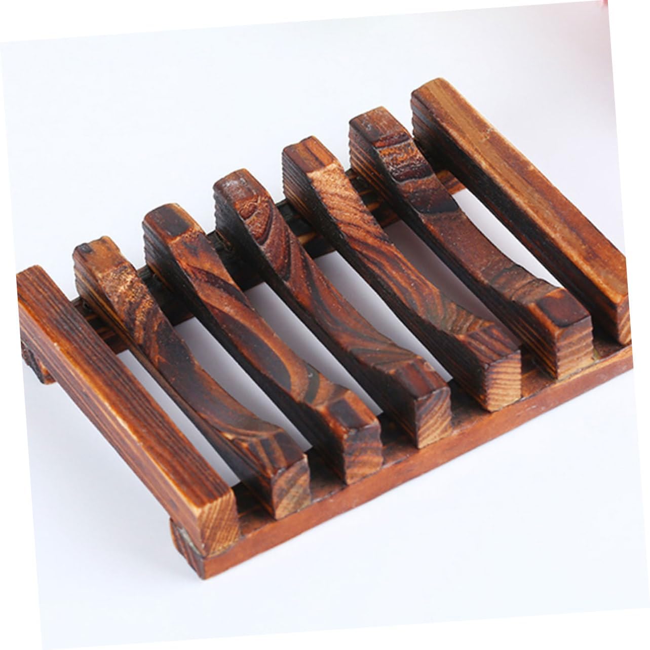 2pcs Carbonized Wooden Soap Holder for Bathroom and Kitchen