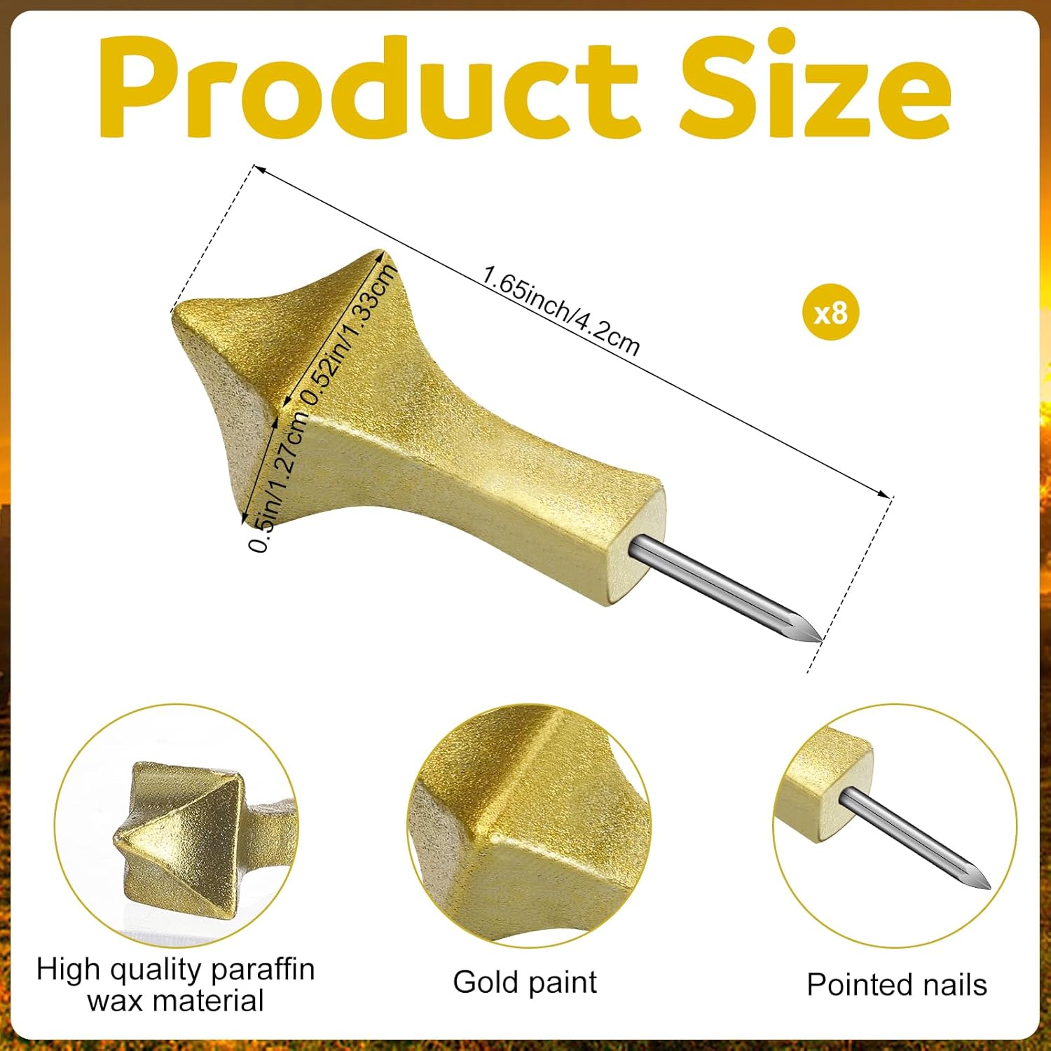 MorningRo 8 Pcs Gold Candle Nails for Easter Church Services