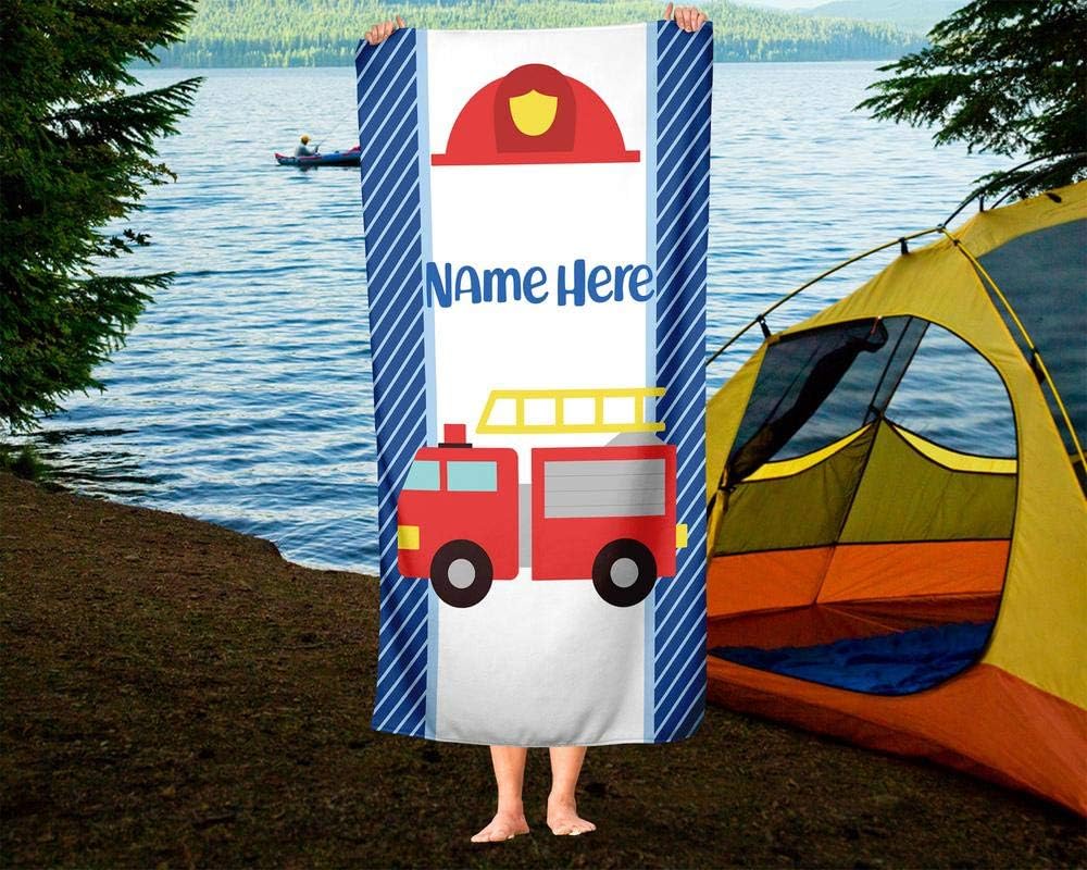 Personalized Corner Kids Beach Towel Police Firetruck Dumptruck Construction