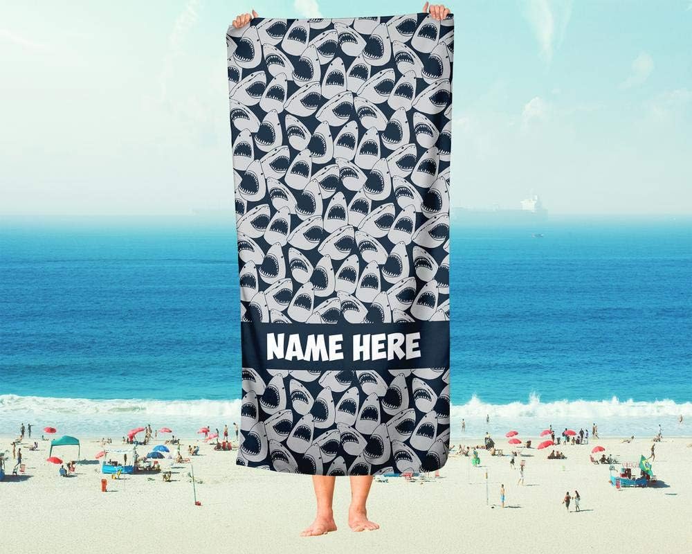 Personalized Colorful Ocean Shark Towel for Kids