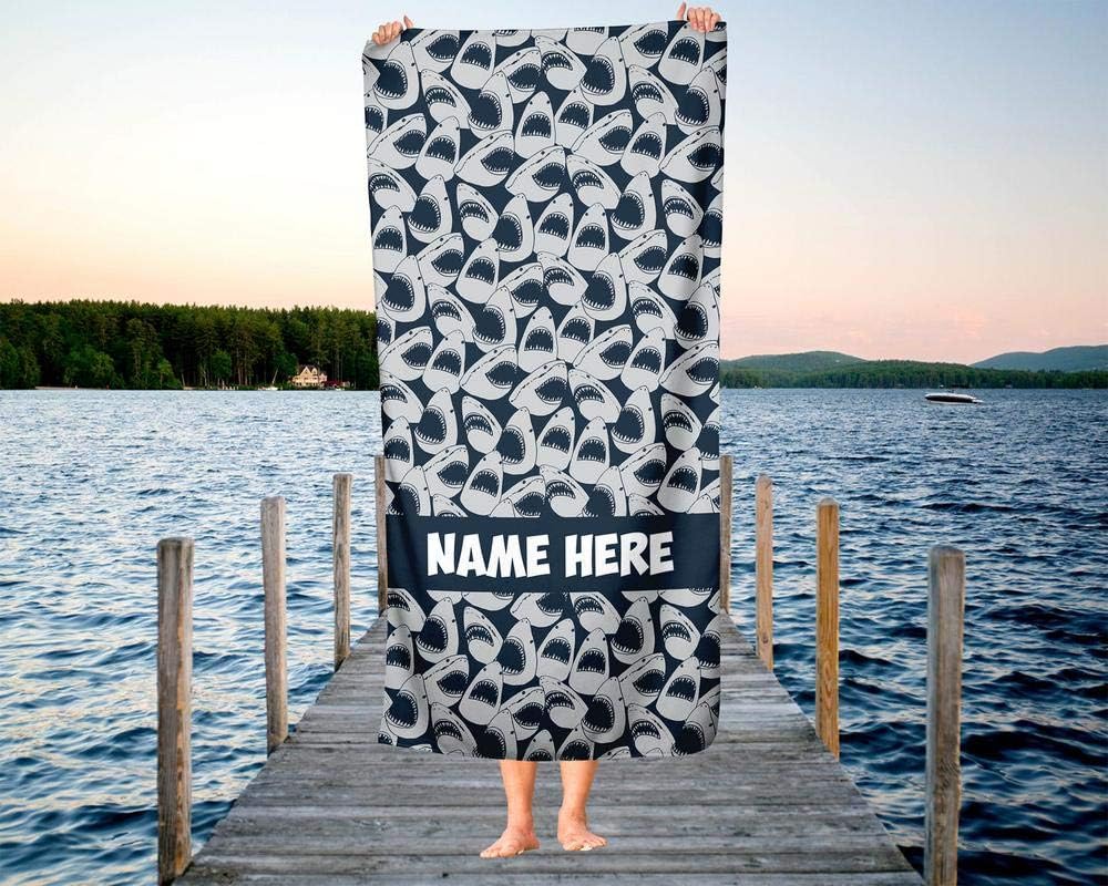 Personalized Colorful Ocean Shark Towel for Kids