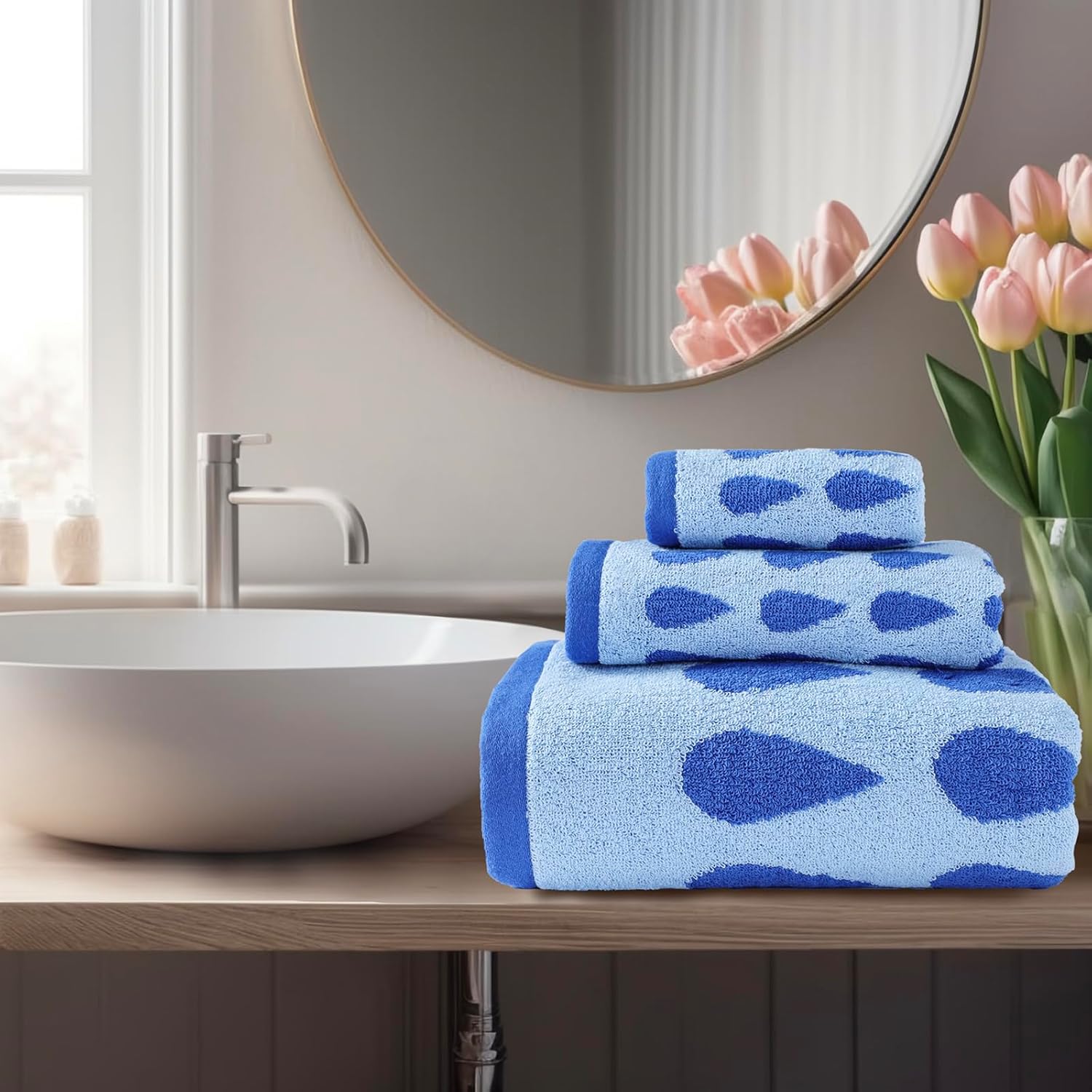 Idorespell Blue Water Droplets Towel Set