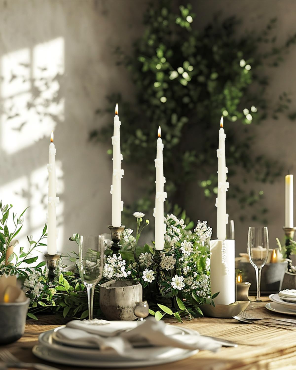 LPUSA Ivory Taper Candle Set of 4 10 inch Dripless