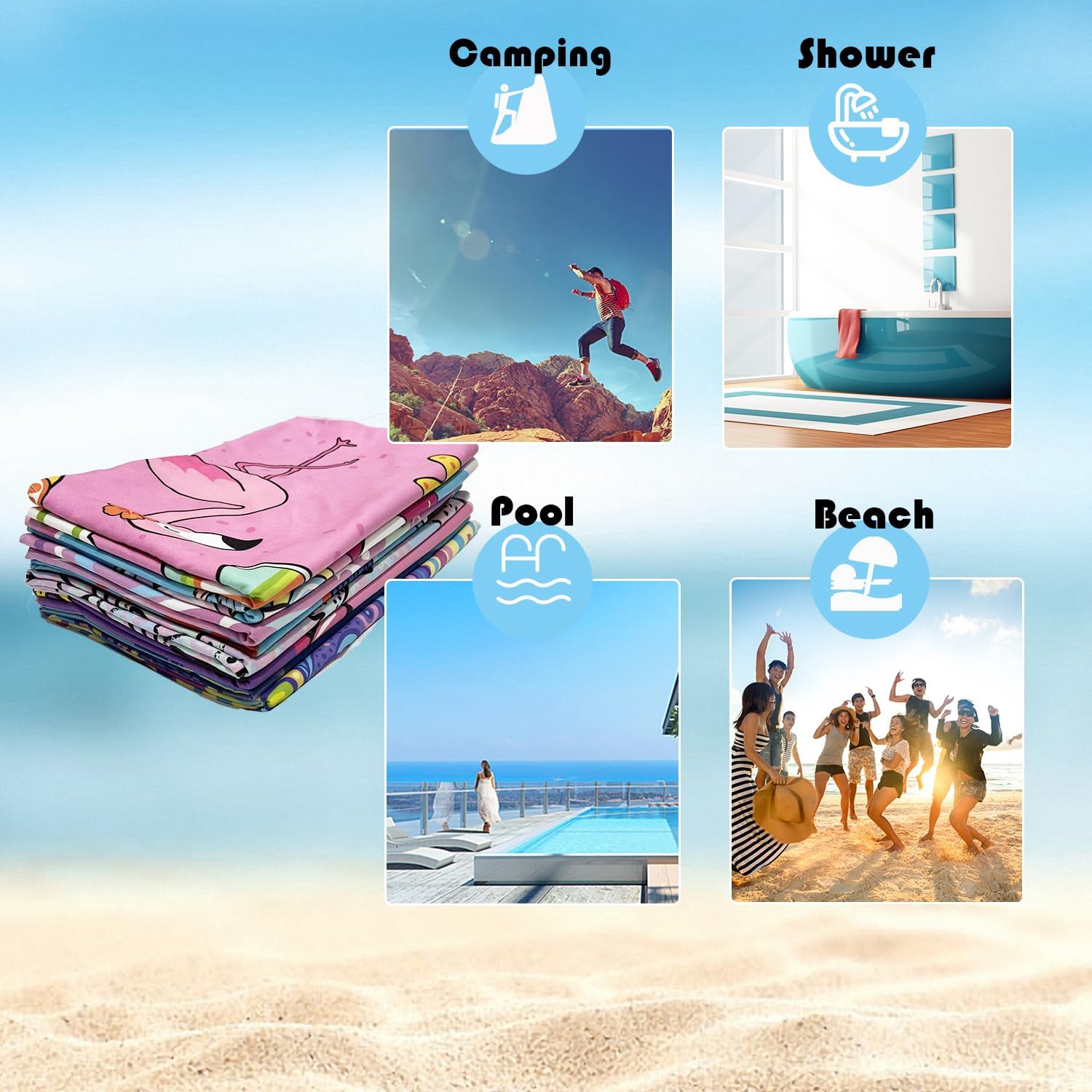 DJDEA Tie Dye Beach Towels Microfiber Extra Large
