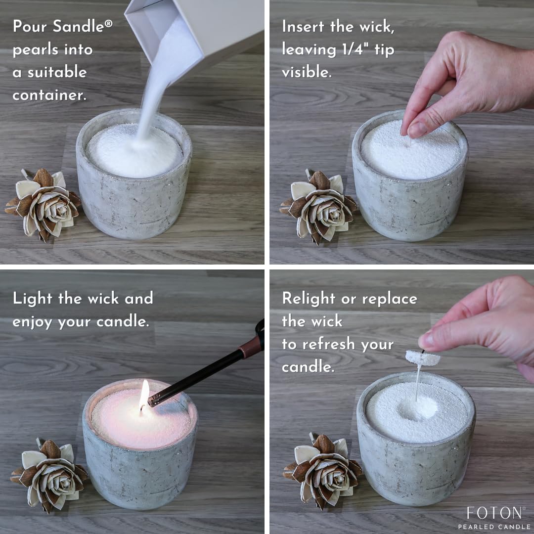 Foton Sandle Pearled Candle 10 Oz 15 Wicks Non Toxic 60 Hour Burn