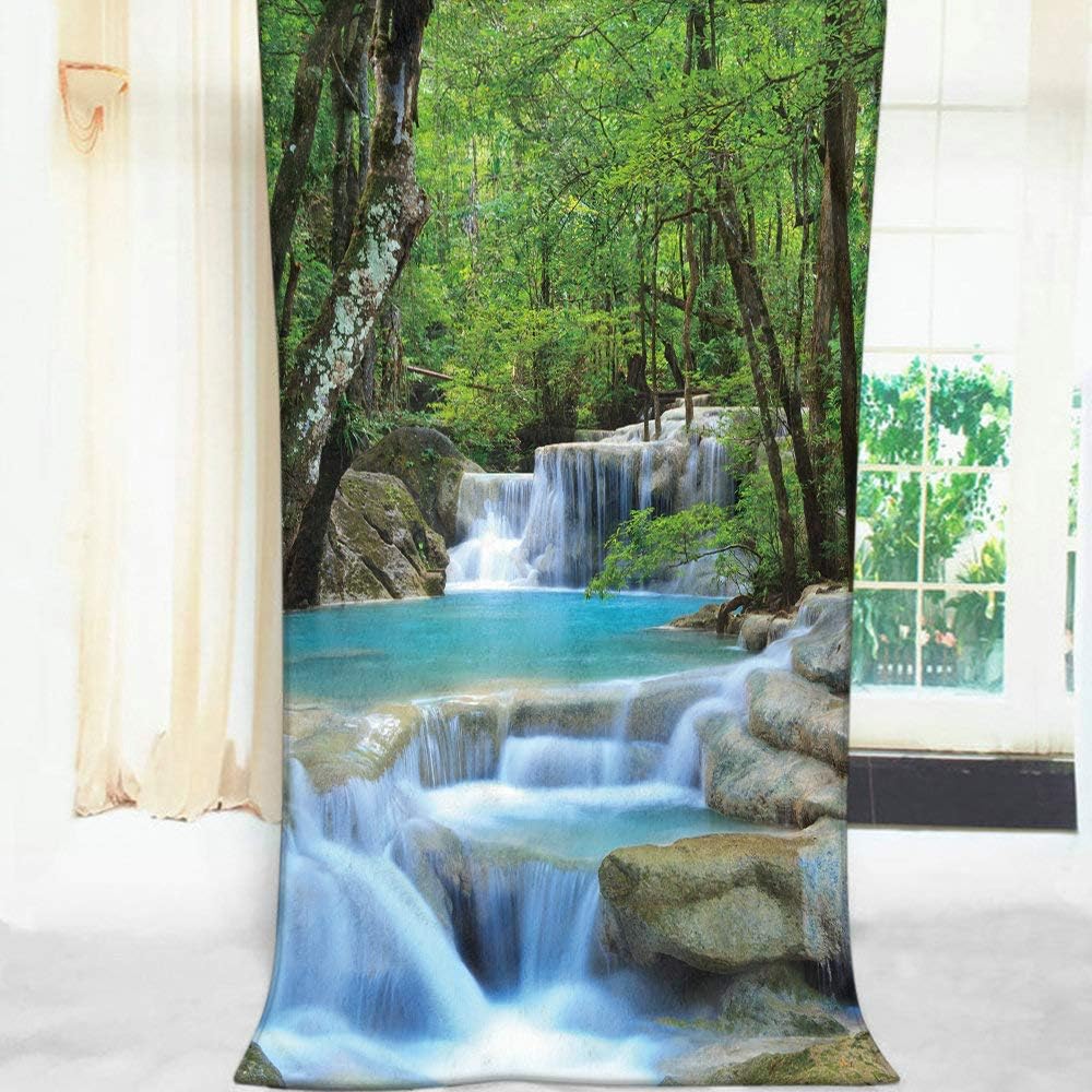 Comfy Bath Towels 64x32 Inches Large Forest Waterfall Stream