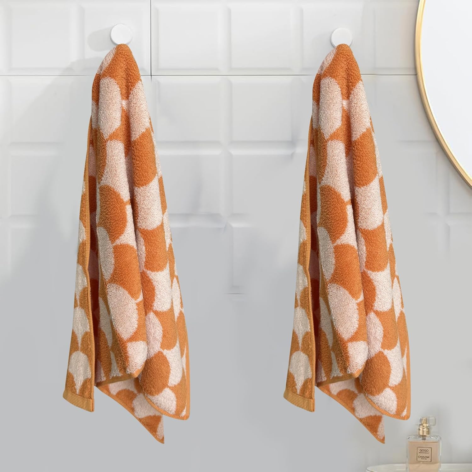 USTIDE Orange Leaf Hand Towels Set 2pcs 134x29inch