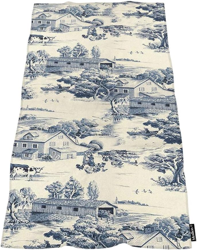 Moslion Unique Toile Pattern Bath Towel 64x32 Inches
