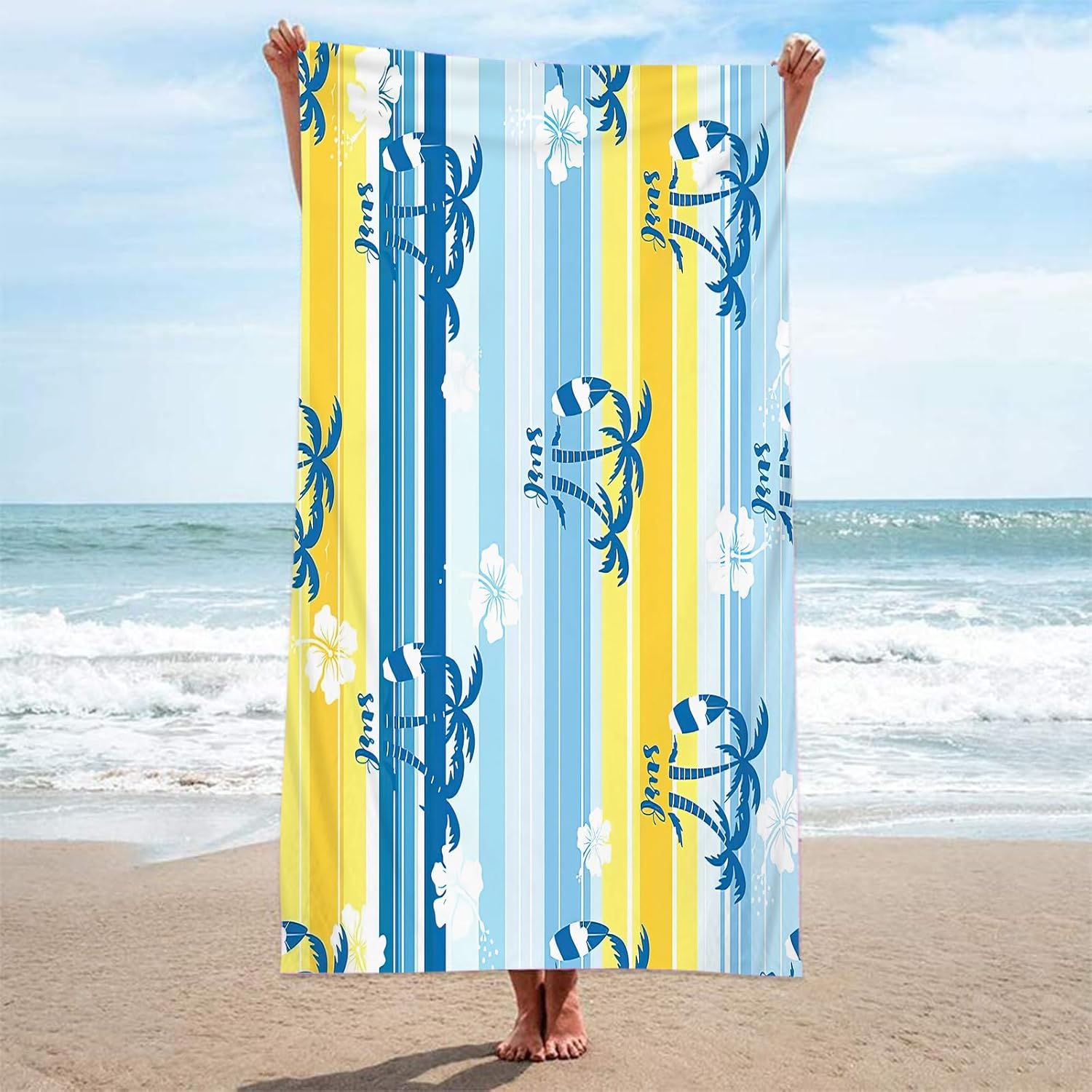 Bluboon Beach Towel with 2 Bands 30 x 60 Inches