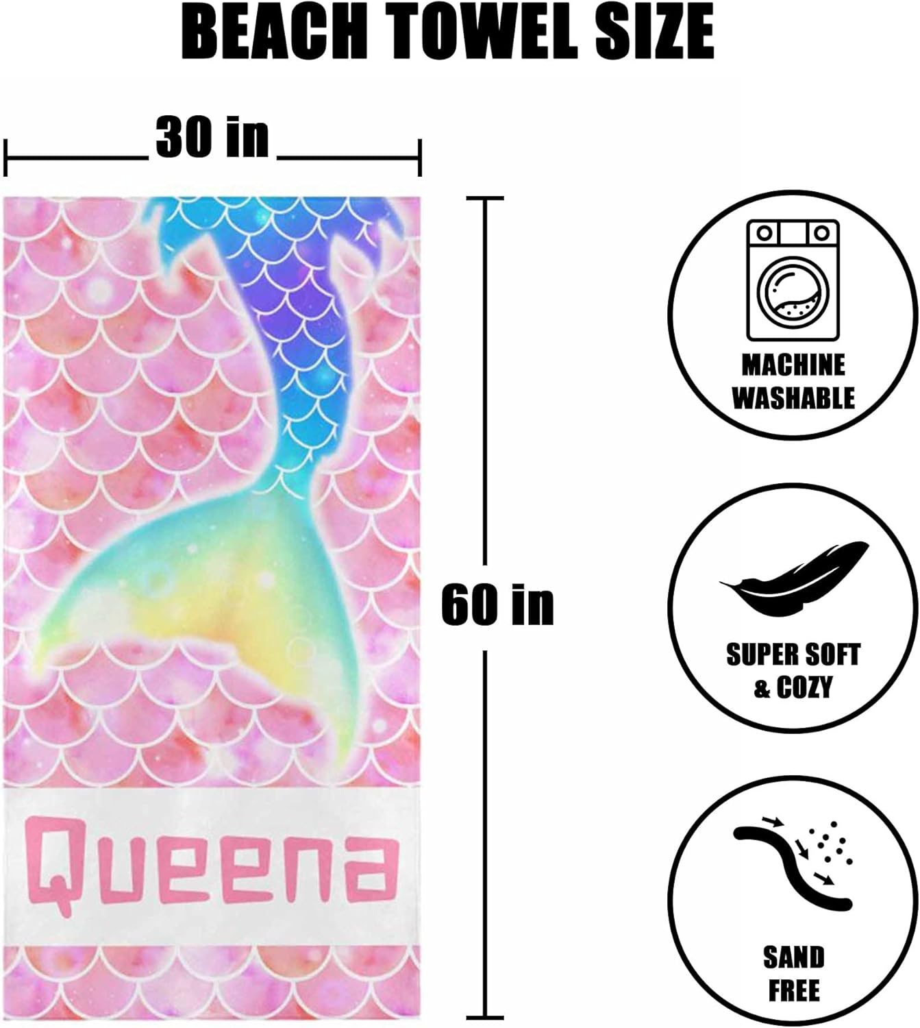 DIYKST Personalized Beach Towel for Kids