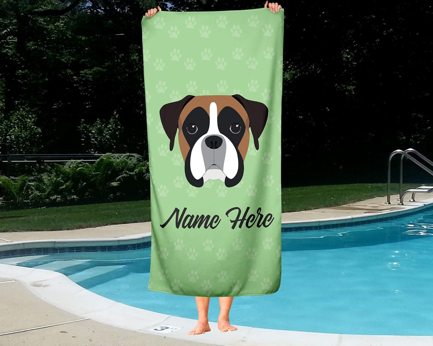 Personalized Boxer Face Beach Bath Towels
