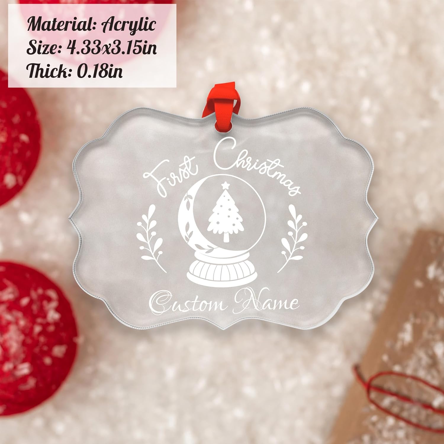 Personalized First Christmas Ornament for Baby Boy Girl 2024