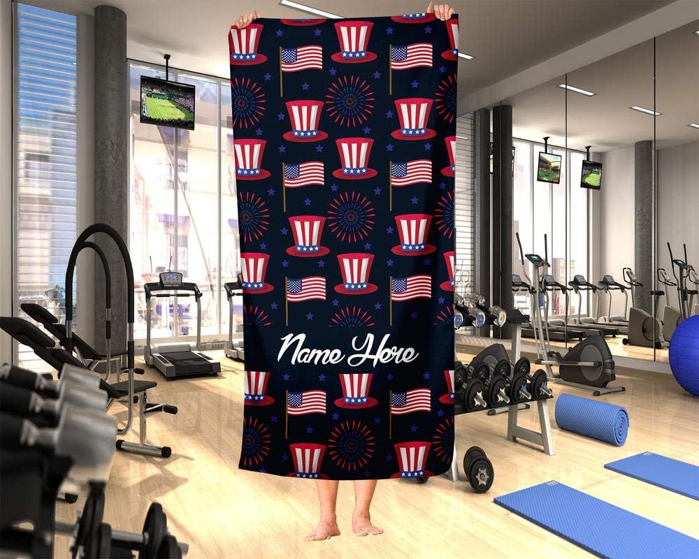 Personalized Corner Extra Large Patriotic Uncle Sam July 4th Towel