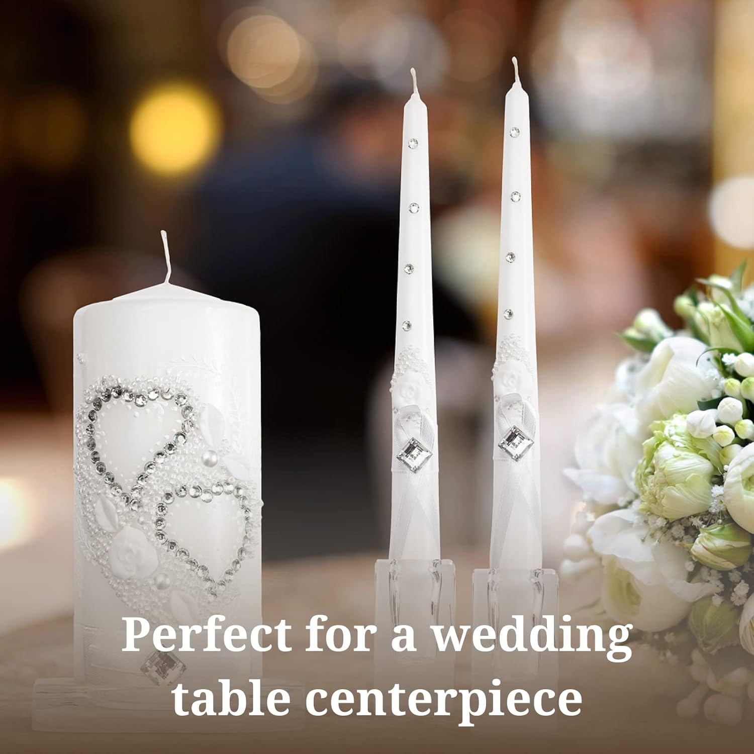 VABA Wedding Unity Candle Set 6 Pillar 10 Taper
