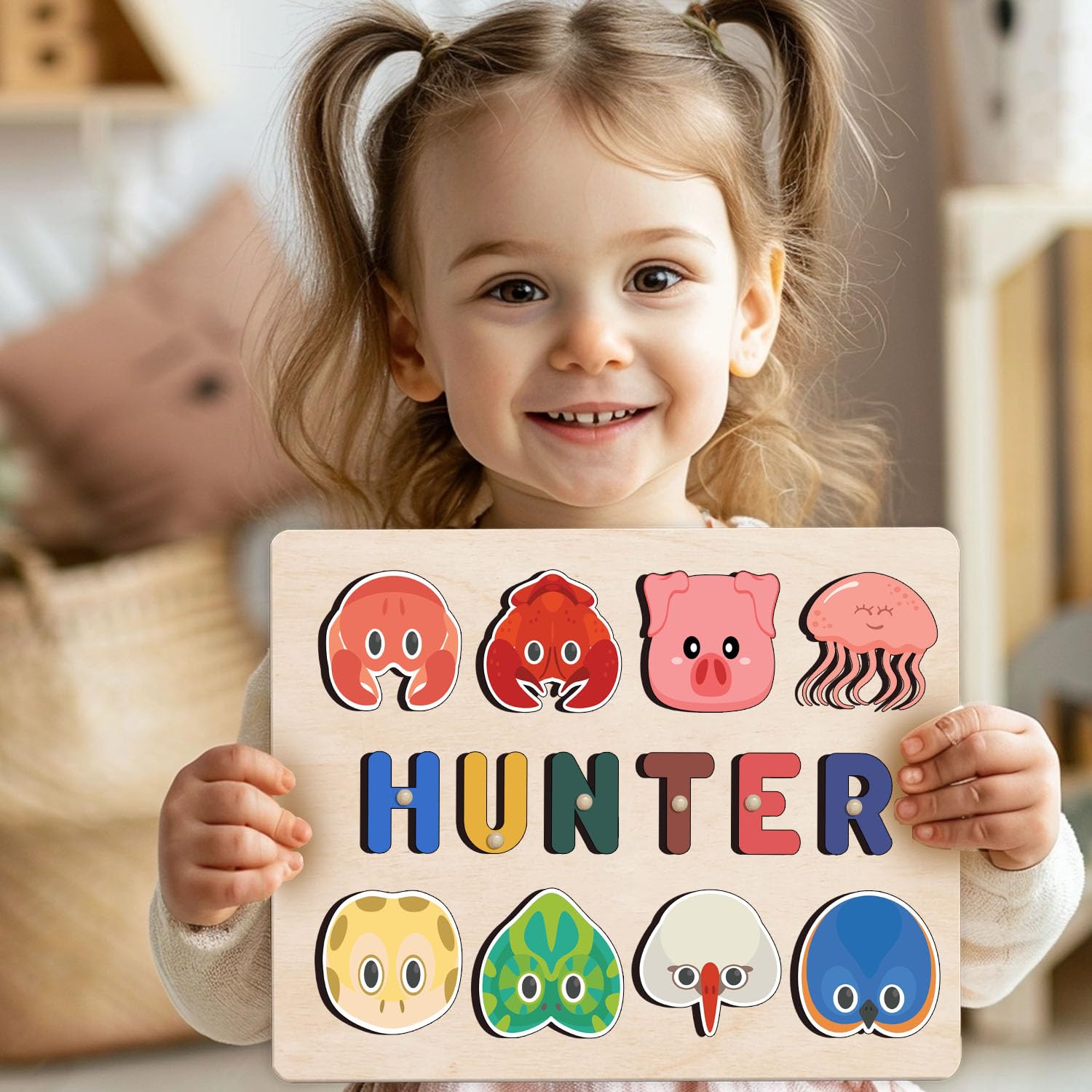 Personalized Wooden Name Puzzle for Toddlers 1-3