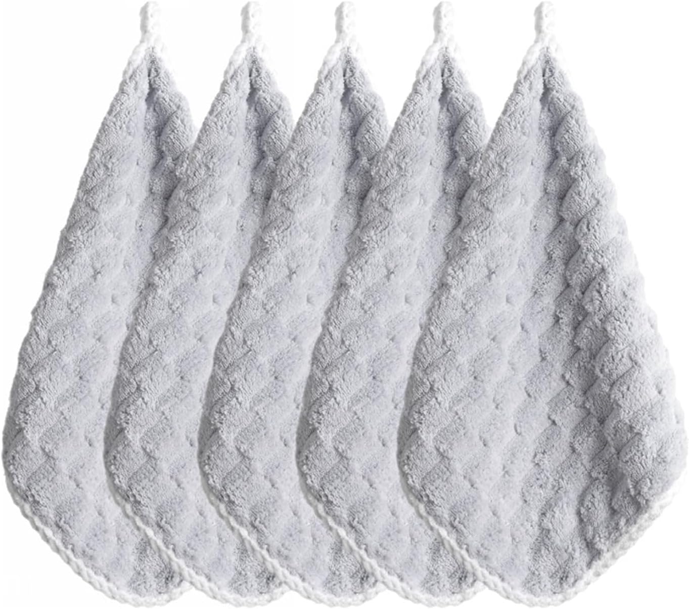 GIBZ 5 Pack Absorbent Washcloths Soft Towels Set with Hanging Loops