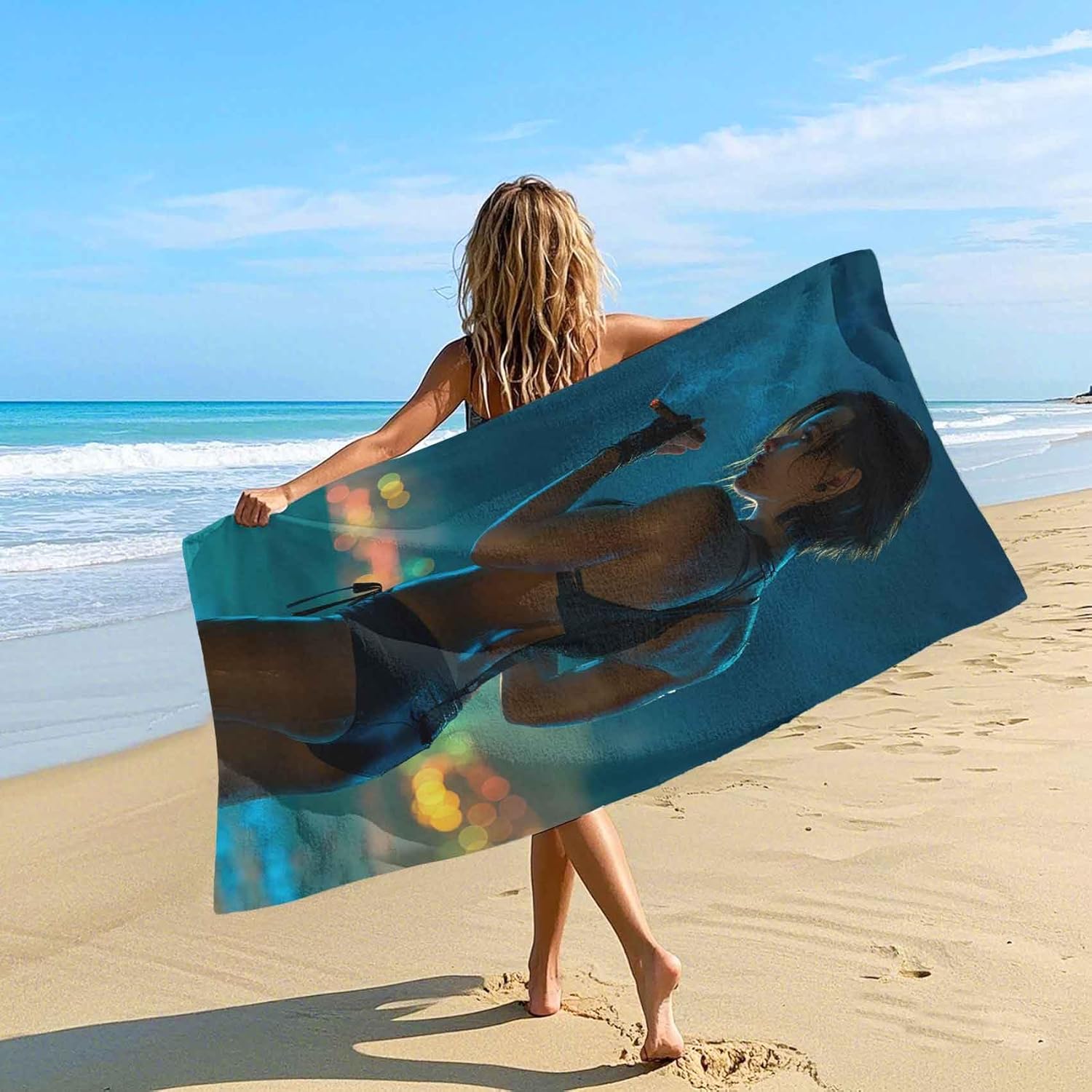 Magnetic Bath Towel for Travel Camping and Beach Use